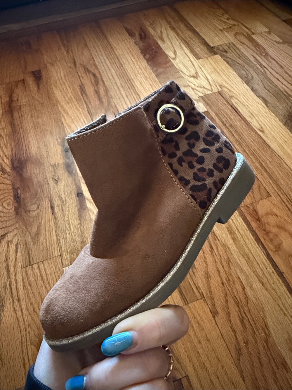 Tucker + Tate Tan Suede-Look Ankle Boots with Leopard Cuff - Picture 6 of 8